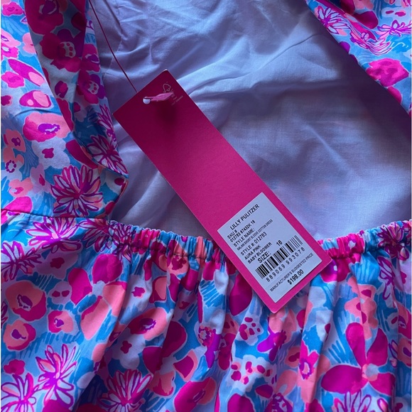 NWT Lilly Pulitzer Nalani Short Sleeve Cotton Dress- 16- Aura Pink Baby Bloomer - Picture 7 of 7